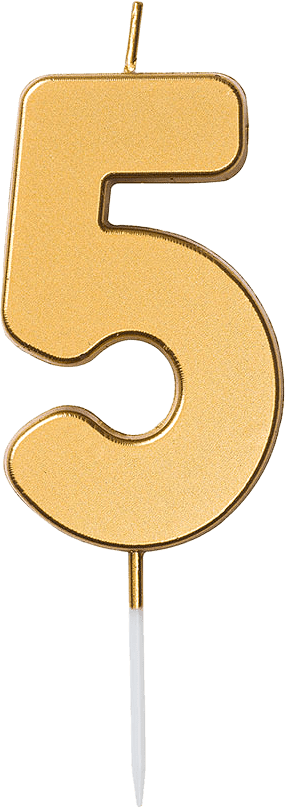 Nummerljus 5, guld, från Design House 95, i färgen Gold.