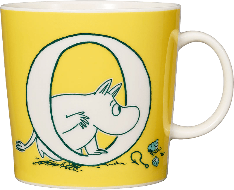 Muminmugg 40 cl ABC M, från Arabia, i färgen Gul.