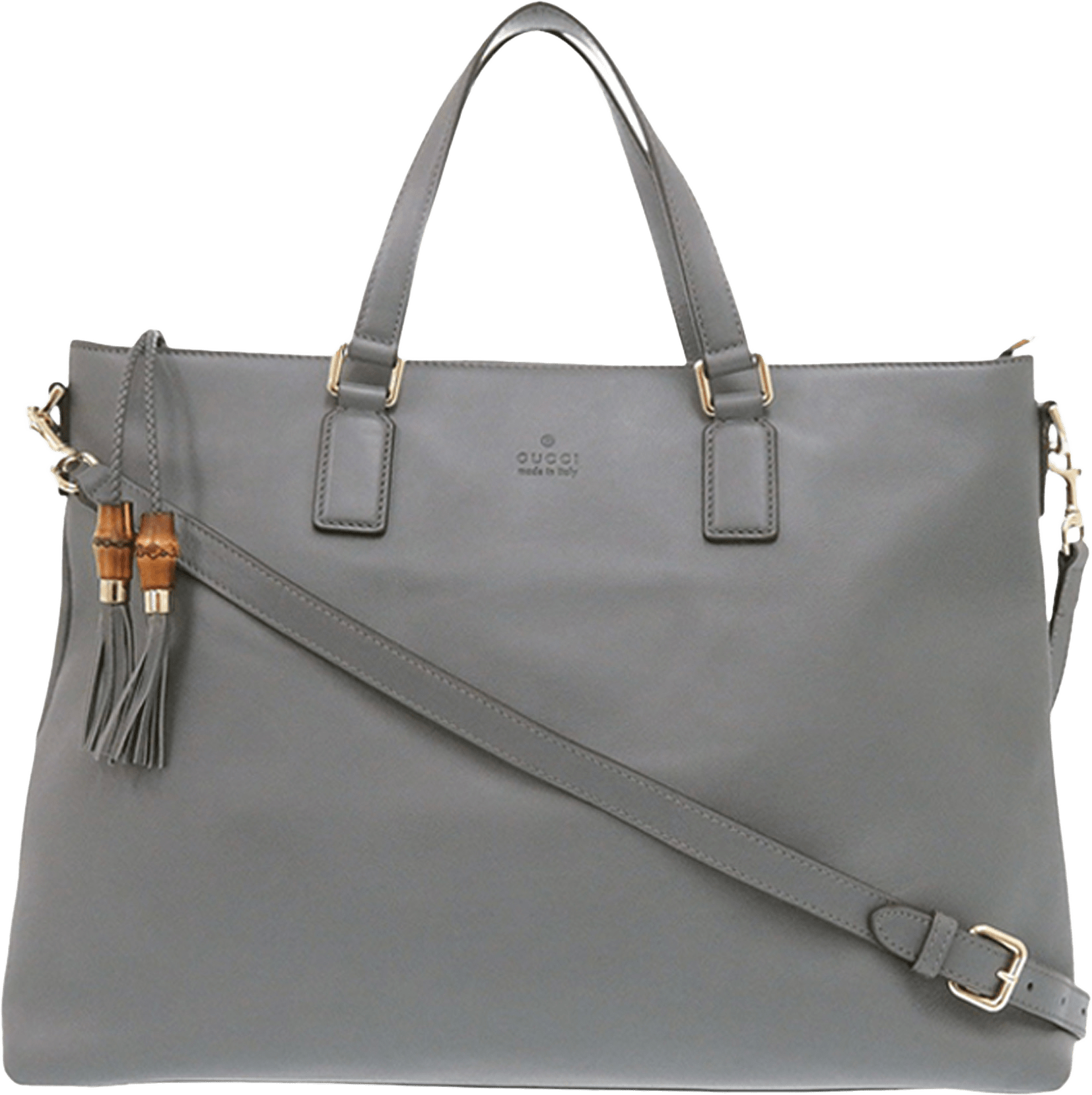 Gucci Leather Bamboo Tassel Satchel, från Luxclusif, i färgen gray.