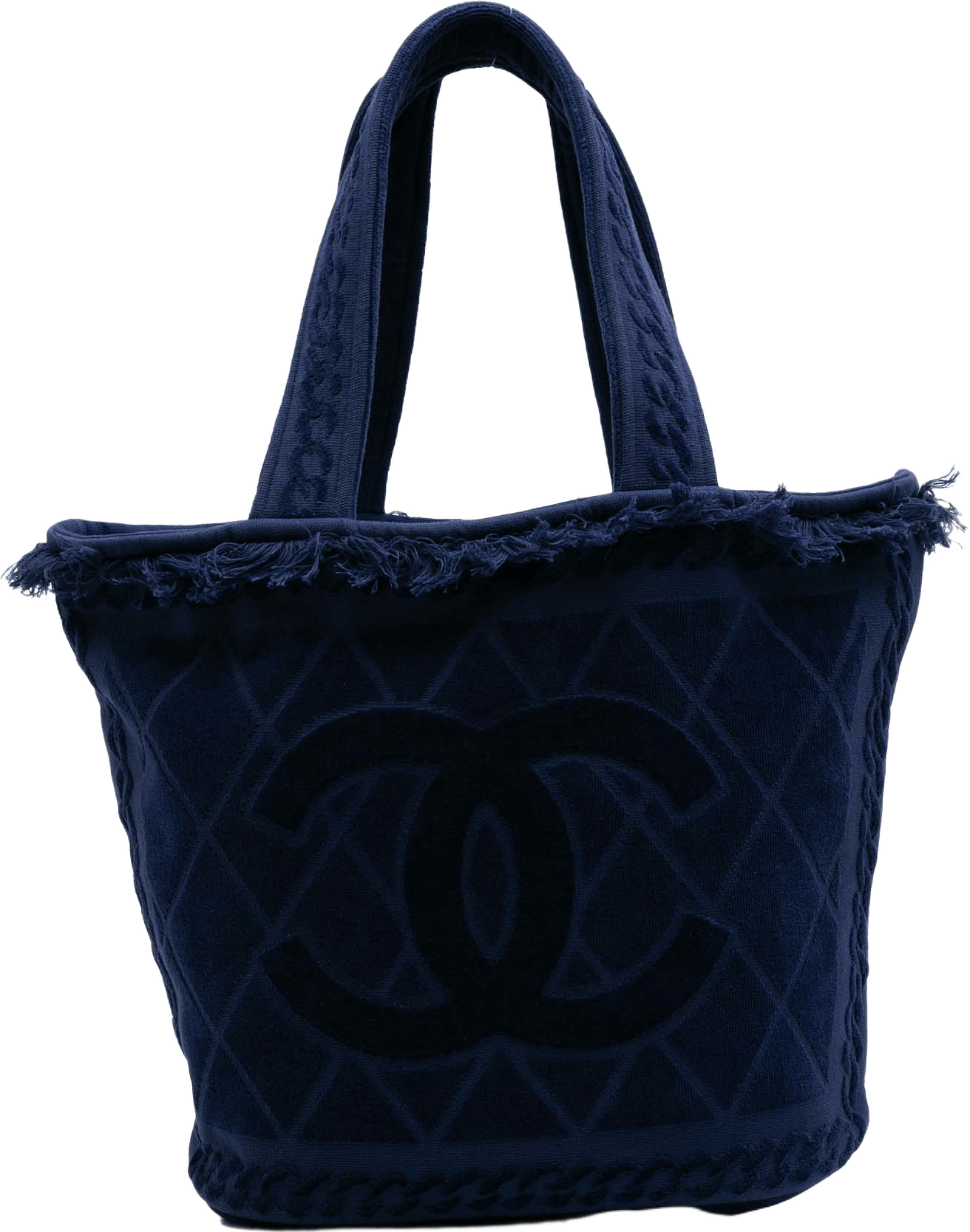 Chanel Cc Terry Cotton Beach Tote, från Luxclusif, i färgen dark blue.