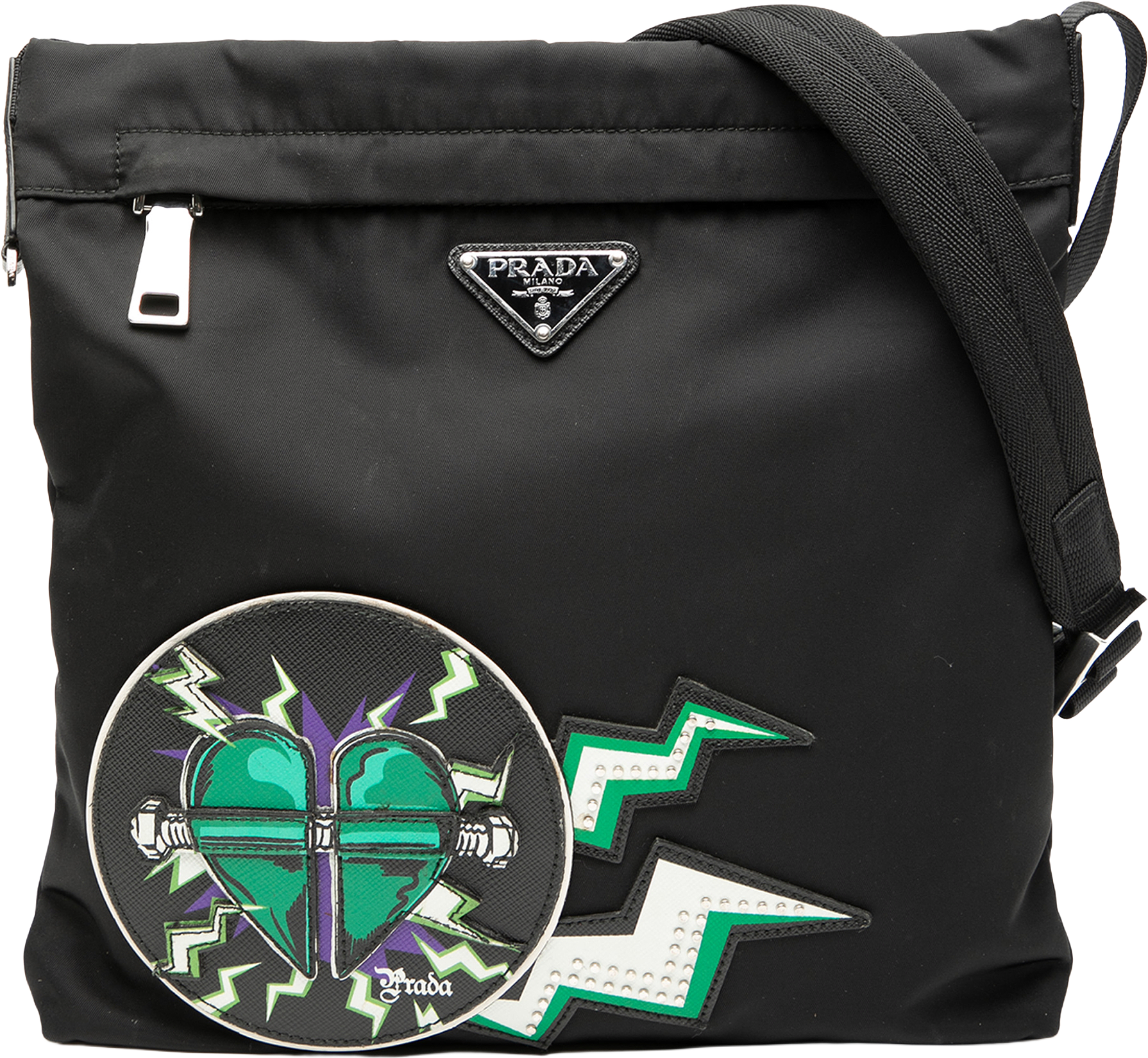 Prada Universal Studios Tessuto Montagna Frankenstein Print Crossbody, från Luxclusif, i färgen black.