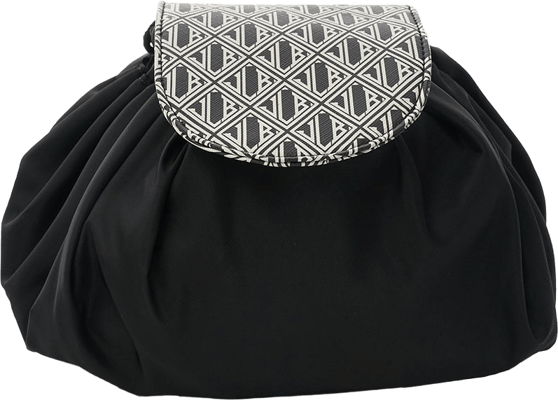 JLB- Round Drawstring Bag Medium /Black-White Necessär, från Ceannis.