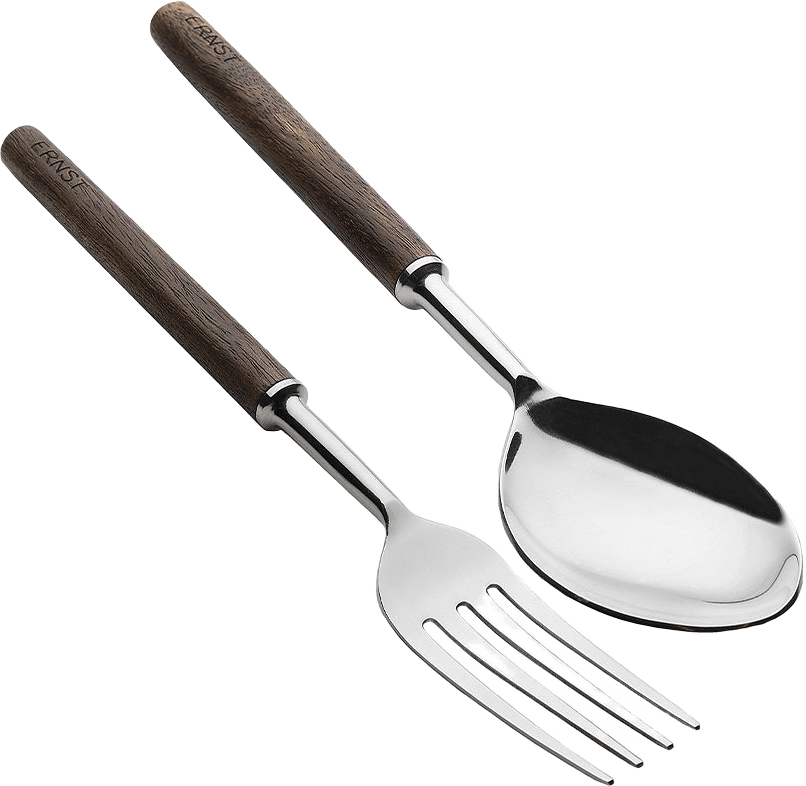 Salladsbestick metall/mörkt trä, från ERNST, i färgen Mörkbrun.