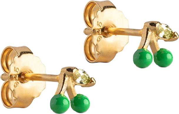 Örhängen, Cherry, från ENAMEL Copenhagen, i färgen Grass Green.