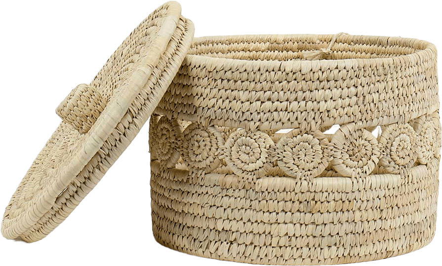 PALM ROUNDS Korg med lock, från A World of Craft, i färgen Natur.