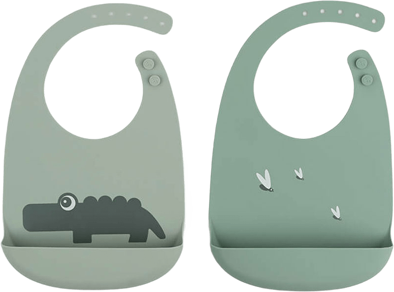 Silicone bib 2-pack Croco Green