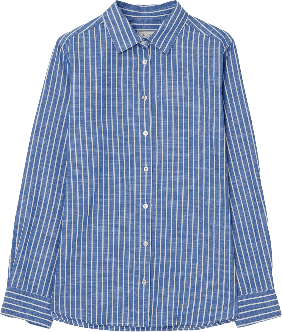 Linö Randig Flaméskjorta, från Boomerang, i färgen Deep Sea.