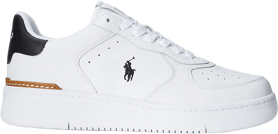 Masters Court Leather Sneaker, från Ralph Lauren, i färgen White/Black Pp.