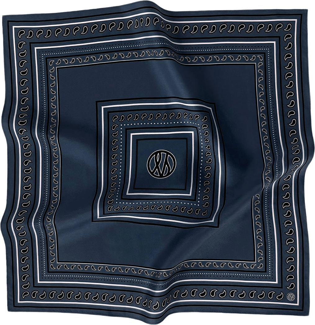 Paisley scarf marinblå, från lescarf, i färgen Navy, Black & White.