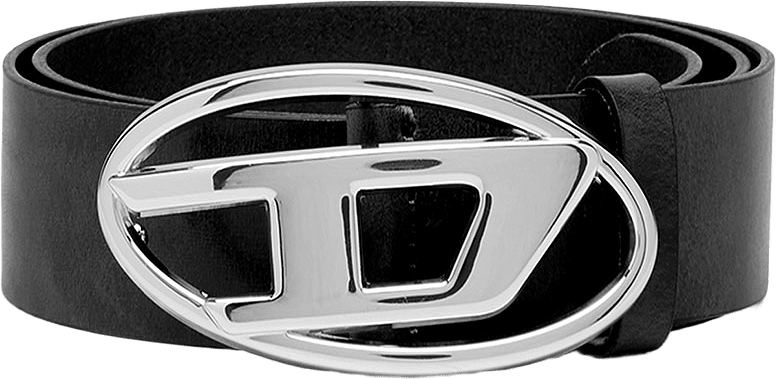 OVAL D LOGO B-1DR W belt, från Diesel, i färgen Black/Nickel.