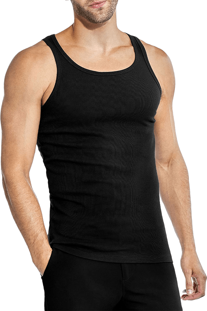 Ribbed Tank 2-pack, från Bread & Boxers, i färgen Black.