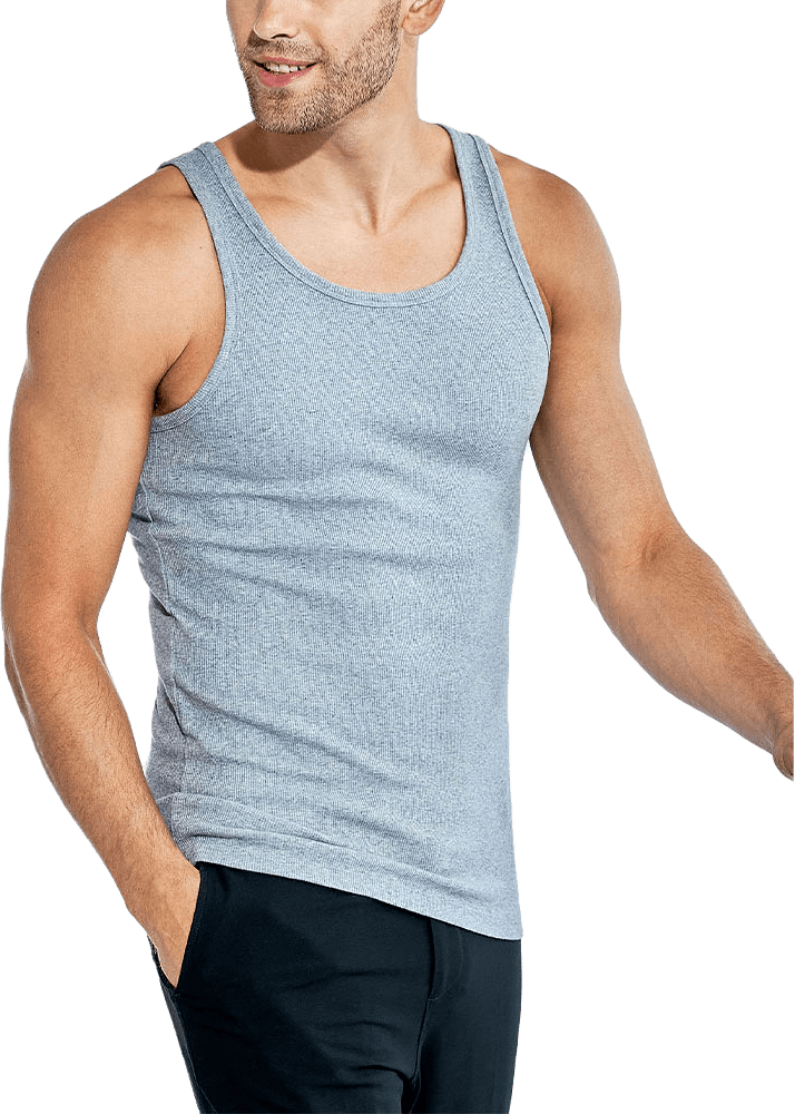 Ribbed Tank 2-pack, från Bread & Boxers, i färgen Grey Melage.