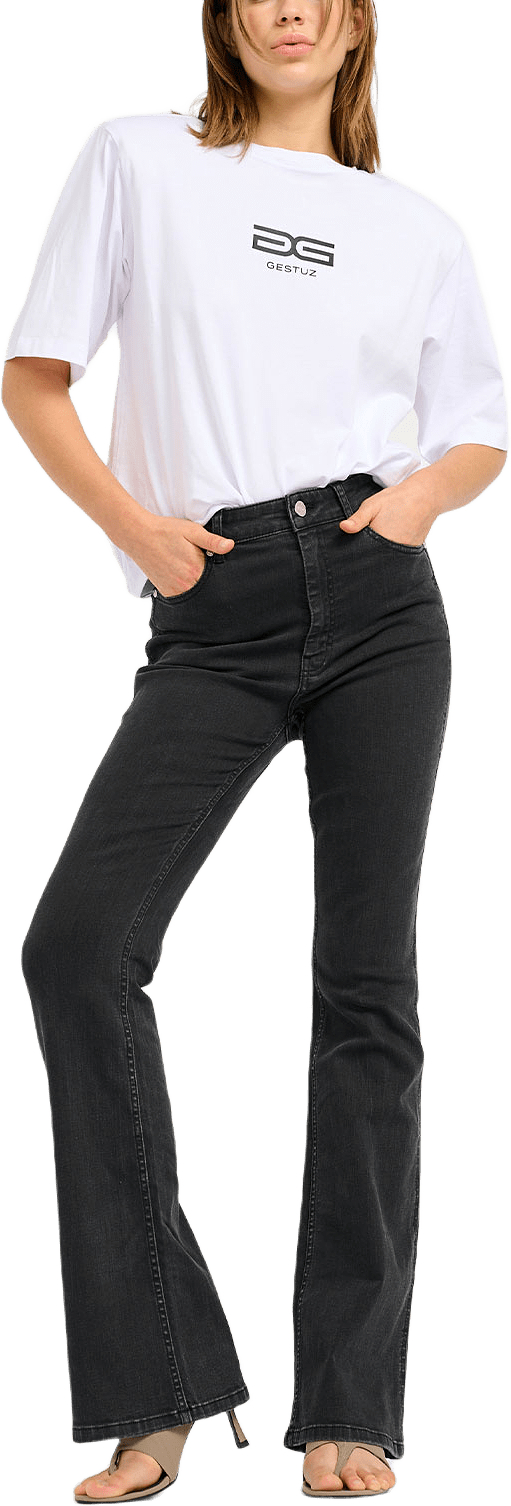 RivyGZ HW Flared Jeans, från Gestuz, i färgen Dark Grey Washed.