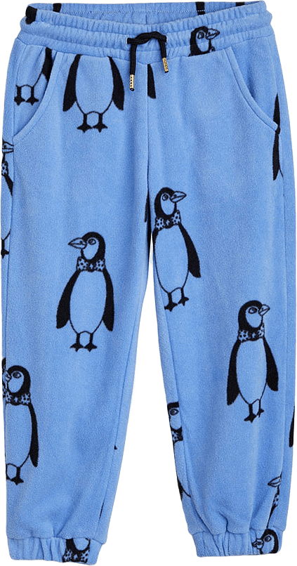 Penguin Fleecebyxor, från Mini Rodini, i färgen Blue.