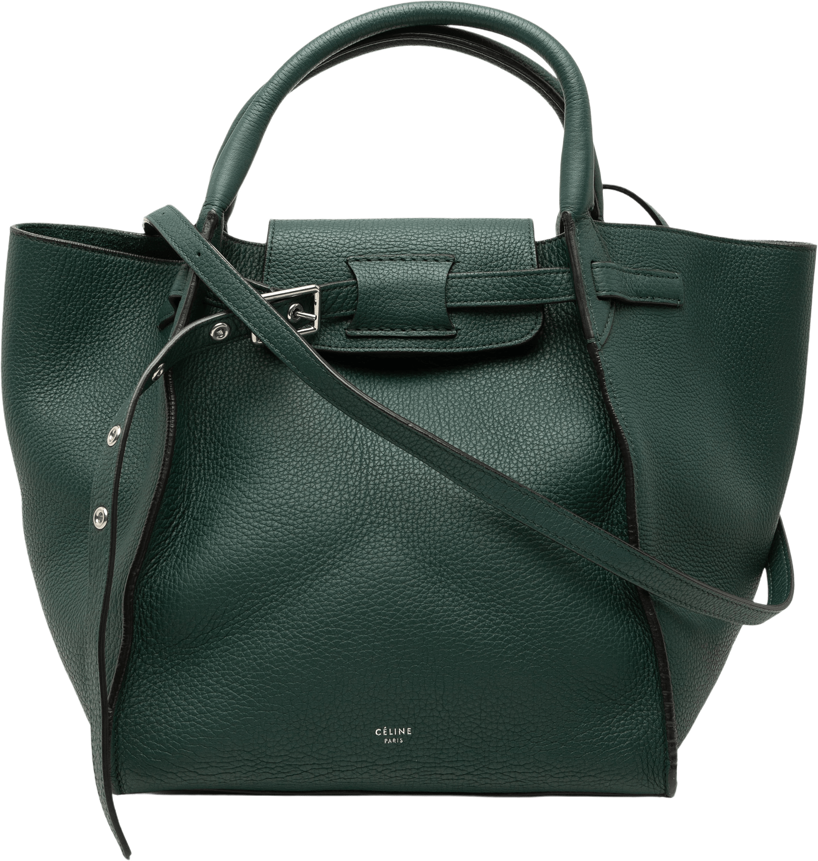 Celine Small Supple Grained Calfskin Big Bag, från Luxclusif, i färgen dark green.
