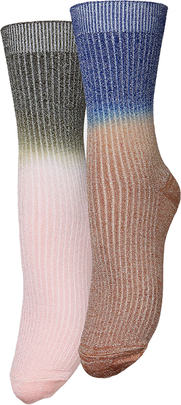 Gradiant Glitter Sock 2-Pack, från Becksöndergaard, i färgen Pink/Brown.