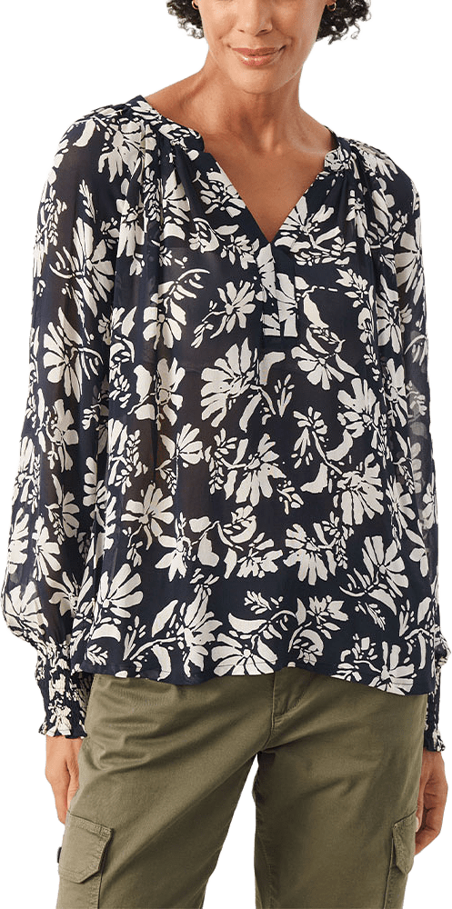 Ketta Blouse, från Part Two, i färgen Dark Navy Stencil Flower.