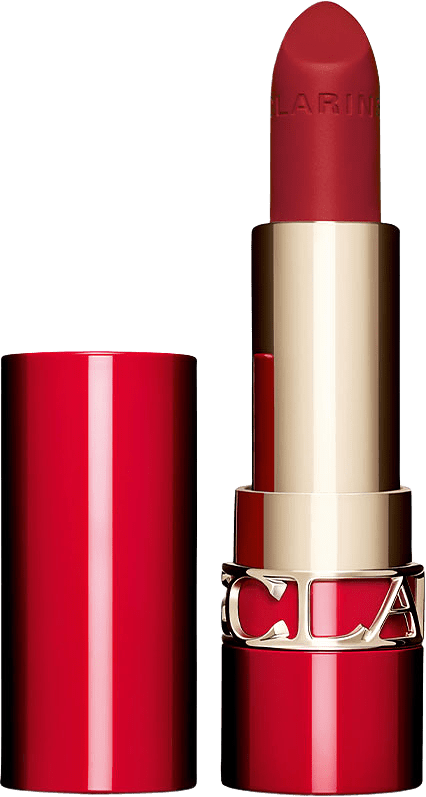 Joli Rouge Velvet Lipstick, från Clarins, i färgen Deep Red.