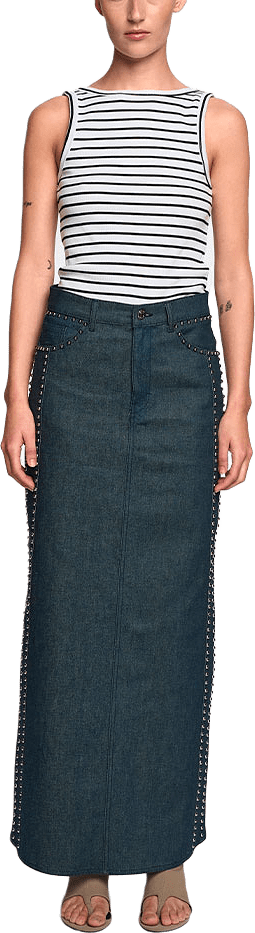 DrewGZ Stripe Top, från Gestuz, i färgen Bright White Black Stripe.