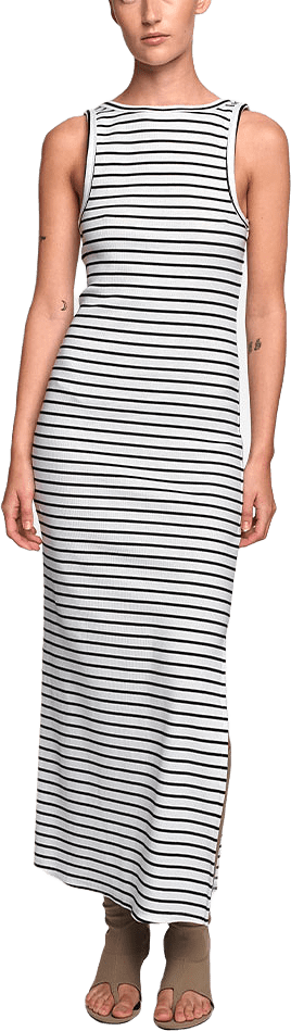 DrewGZ Stripe Dress, från Gestuz, i färgen Bright White Black Stripe.