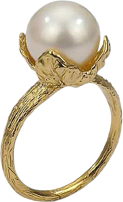 Ring Leaf Pearl, från Bottega Boccadamo, i färgen Gold.