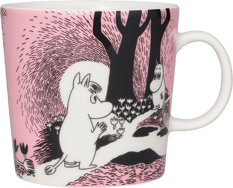 Muminmugg 40 cl Kärlek, från Moomin Arabia, i färgen Rosa.