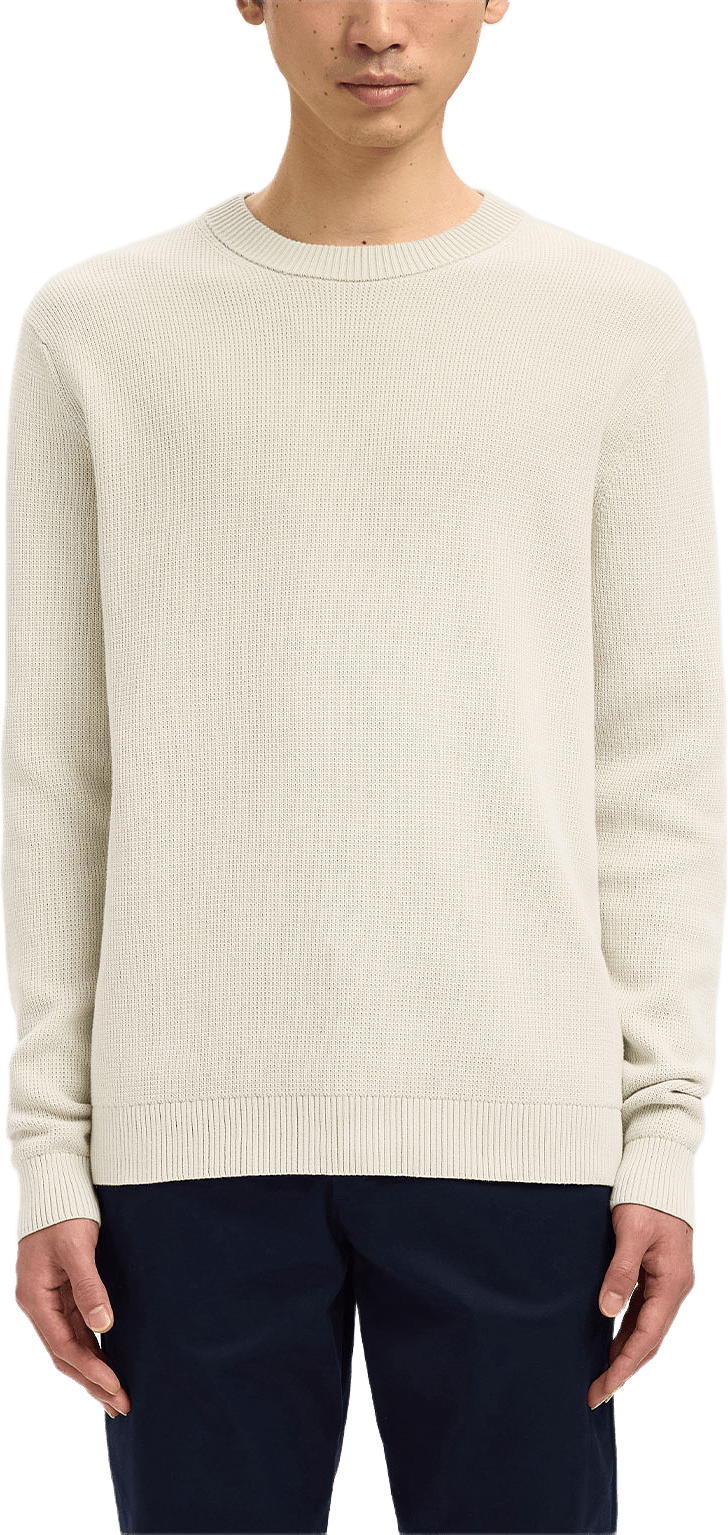 Stickad Tröja DANE, från Selected Homme, i färgen Oatmeal.