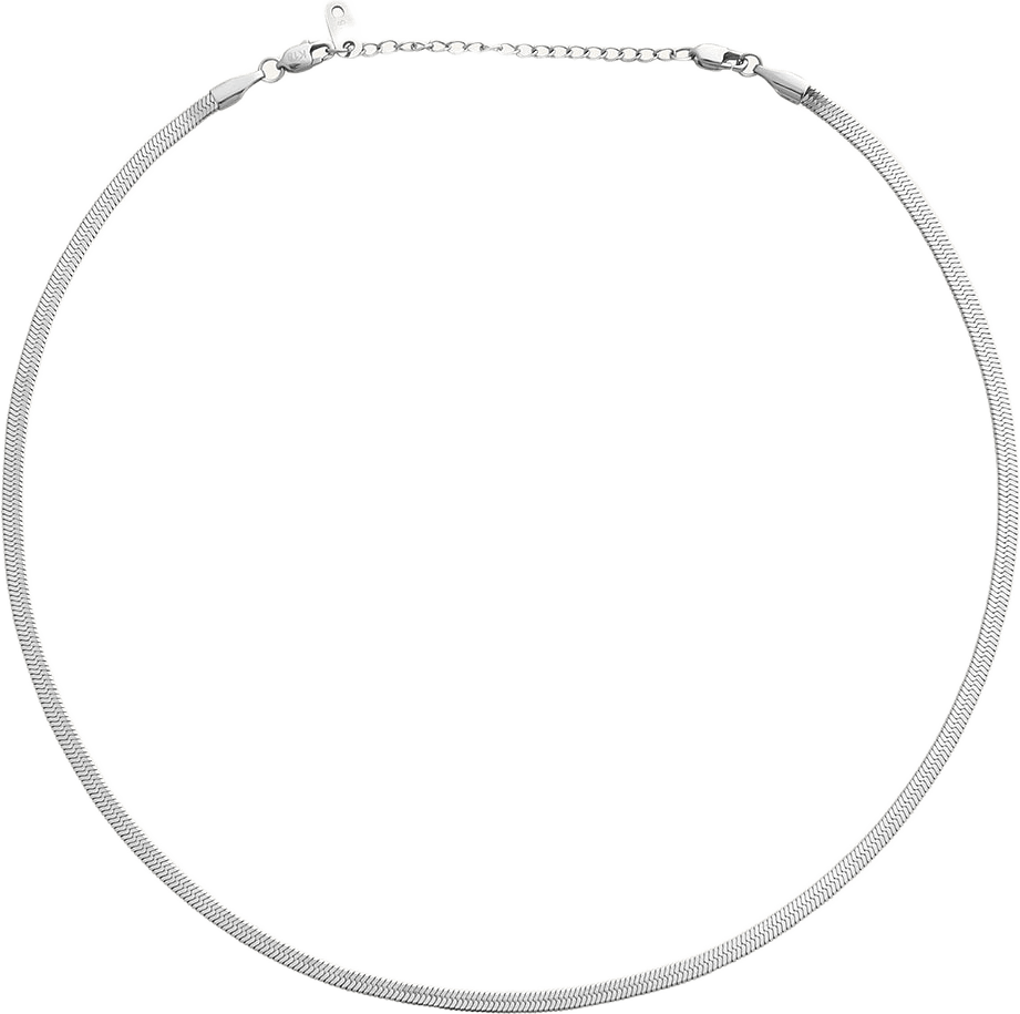 Thin Snake Steel 400 mm Necklace, från Mockberg, i färgen Silver.