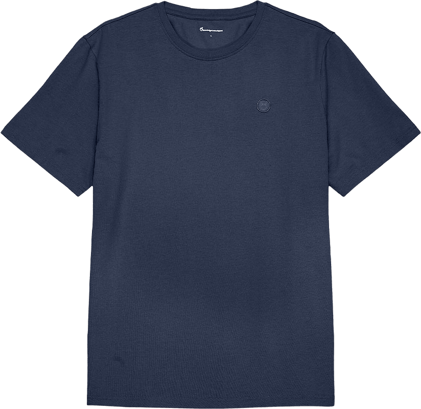 LOKE badge tee - GOTS/Vegan, från Knowledge Cotton Apparel, i färgen Insigna Blue Melange.