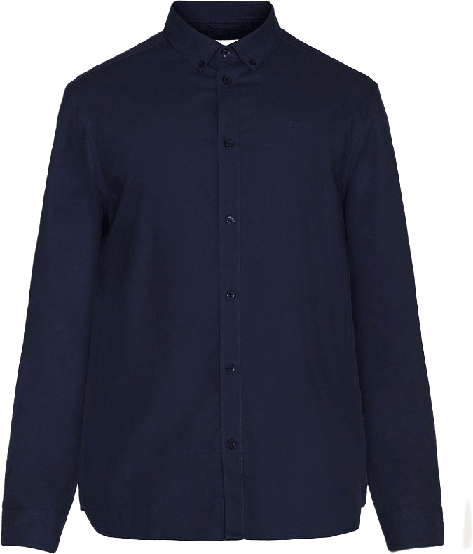 Harald Small owl oxford regular fit shirt - GOTS/Vegan, från Knowledge Cotton Apparel, i färgen Total Eclipse.