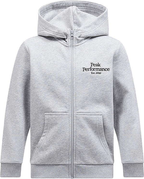 JR Original Zip Hood Mel, från Peak Performance, i färgen Med Grey Melange.
