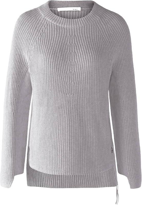 Stickad Tröja Bomull, från Oui, i färgen Light Grey.