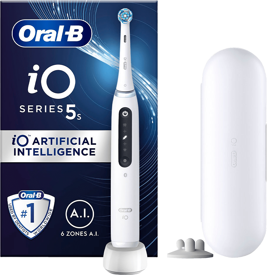 iO 5S Vit Eltandborste, från Oral-B, i färgen Quite White.
