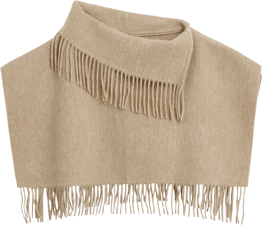 Turtla ullkrage med fransar, från By Malene Birger, i färgen Grey Brown Melange.