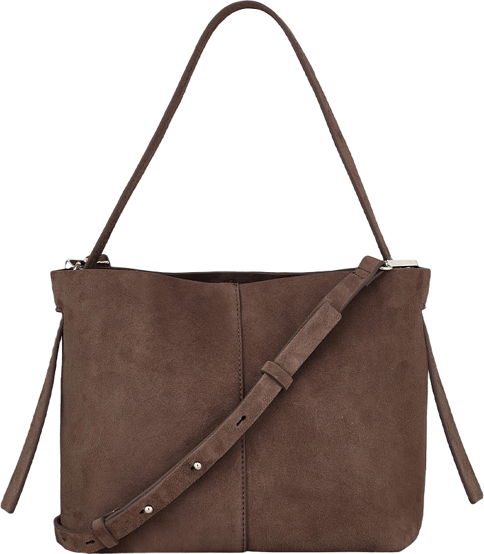 Suede Fraya Small Bag, från Becksöndergaard, i färgen Hot Fudge Brown.