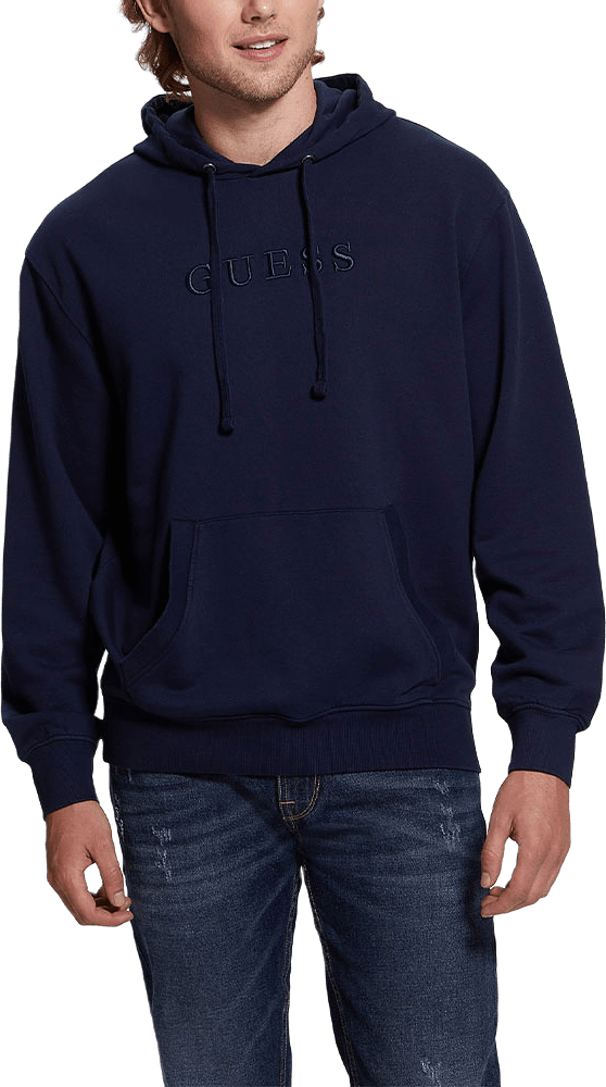 Finch Terry Guess Washed Hoody Sweatshirt, från Guess, i färgen Smart Blue Multi.