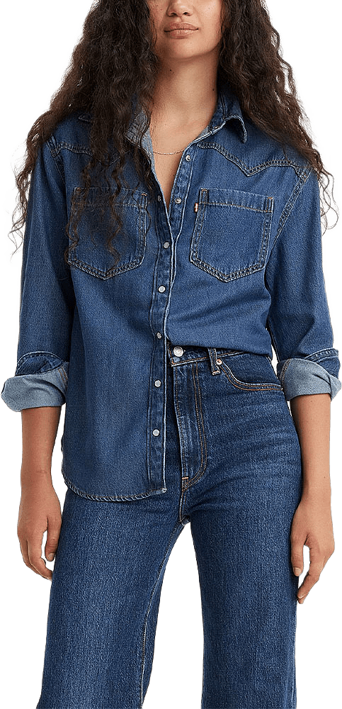 Teodora Western Shirt, från Levi's, i färgen Dark Indigo - Worn In.