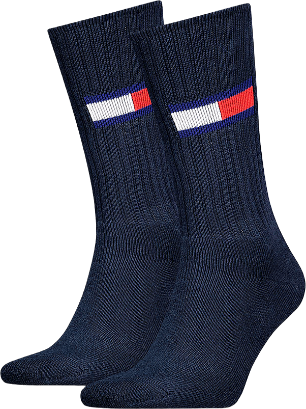 Tommy Hilfiger Unisex Crew socks 2 pack, från Tommy Hilfiger, i färgen Navy.