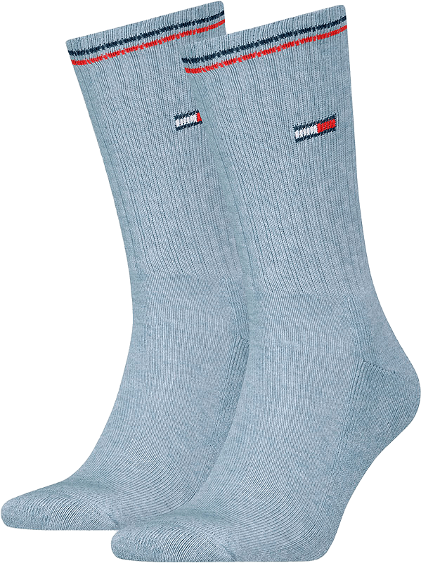 Tommy Hilfiger Unisex Crew socks 2 pack, från Tommy Hilfiger, i färgen Light Blue Melange.