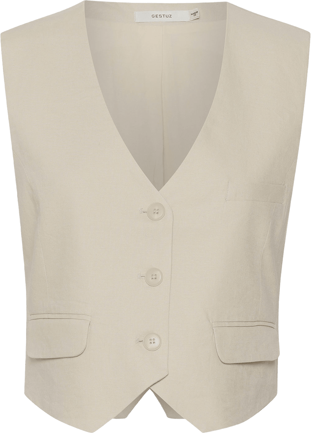 LizaGZ Linen Waistcoat, från Gestuz, i färgen Ancient Scroll.