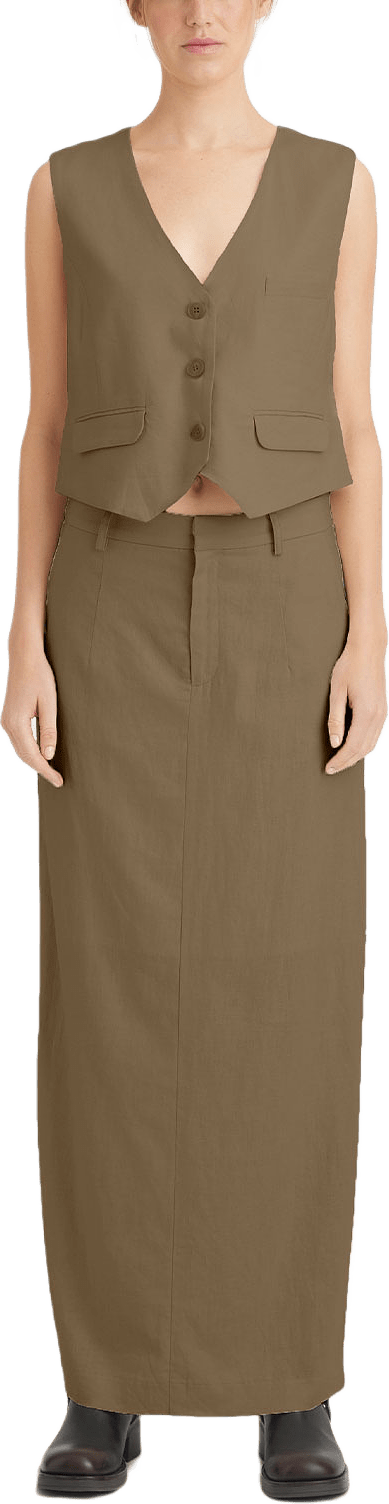 LizaGZ Linen Waistcoat, från Gestuz, i färgen Stone Gray.