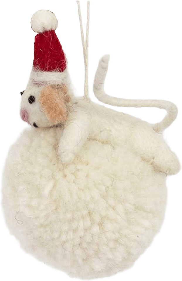 Mouse on snowball julhänge, från A World of Craft, i färgen Vit.