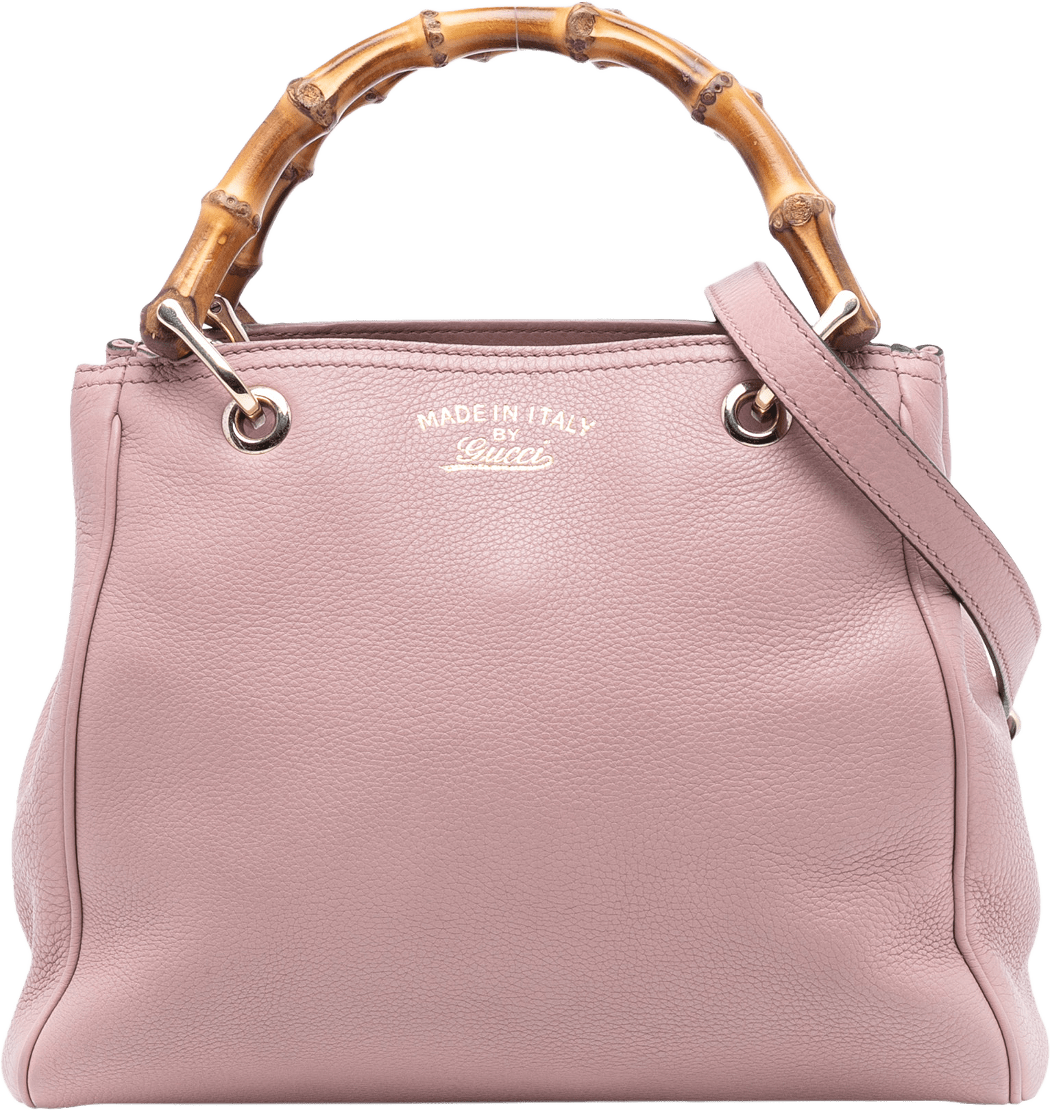 Gucci Small Calfskin Bamboo Shopper Satchel, från Luxclusif, i färgen pink.