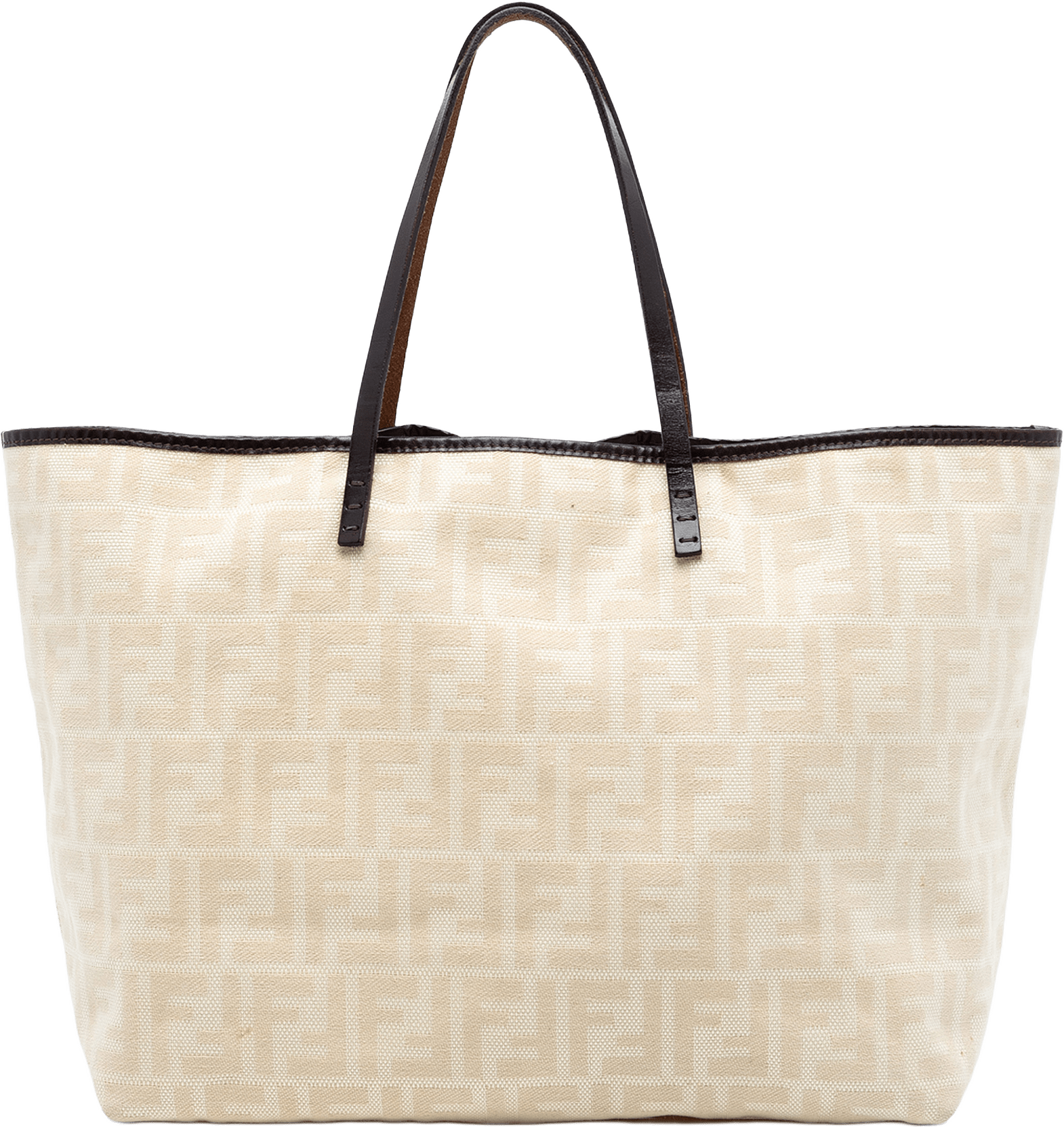 Fendi Medium Zucca Canvas Roll Tote, från Luxclusif, i färgen light beige.