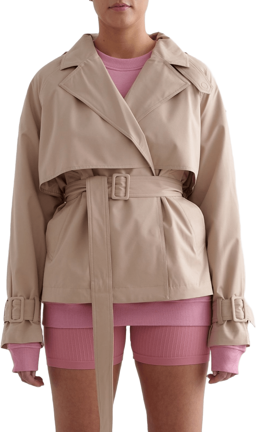 Beige Recycled Tech Trench Jacket