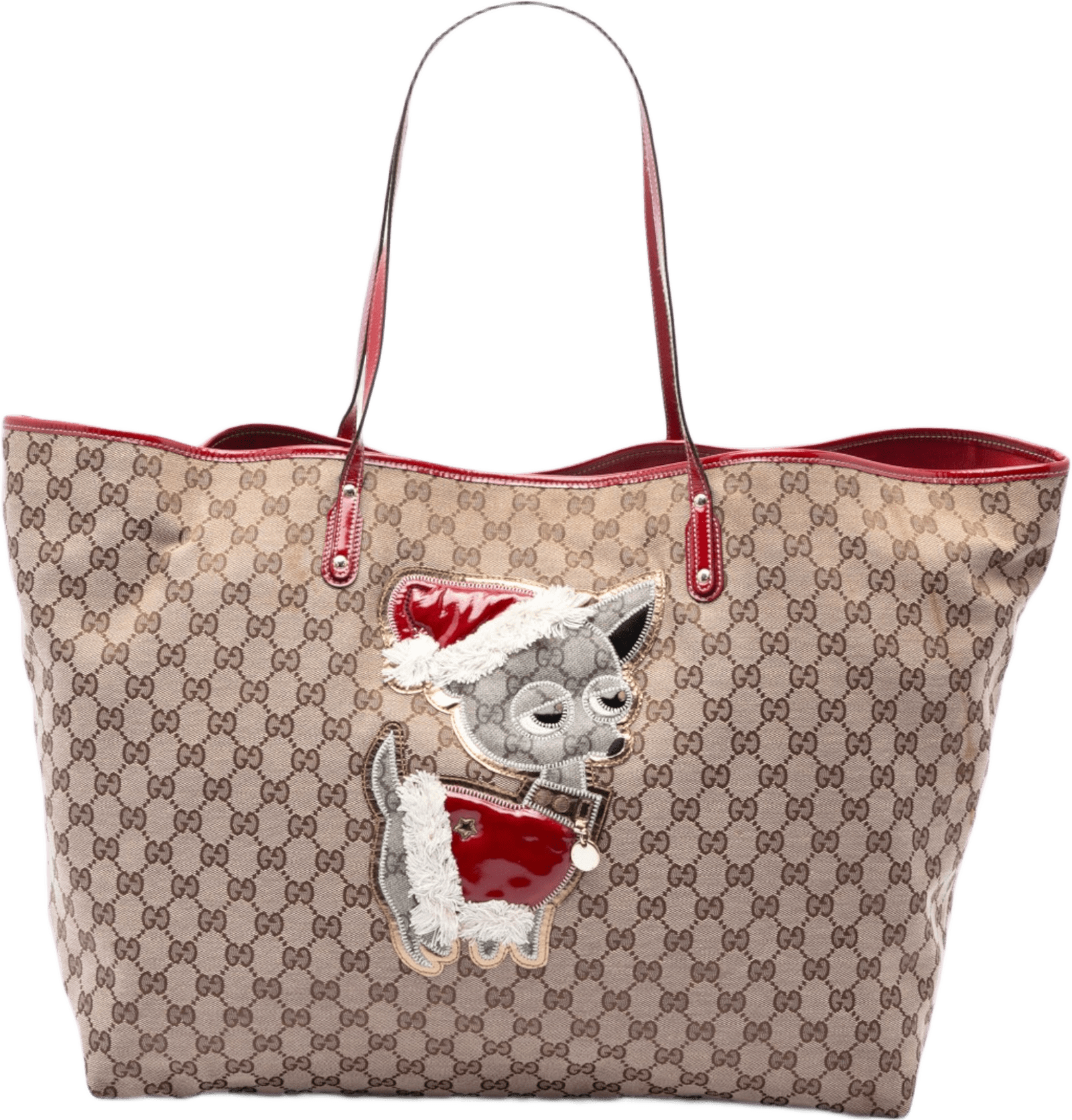 Gucci Gg Canvas Brando Guccioli Holiday Chihuahua Tote, från Luxclusif, i färgen beige.