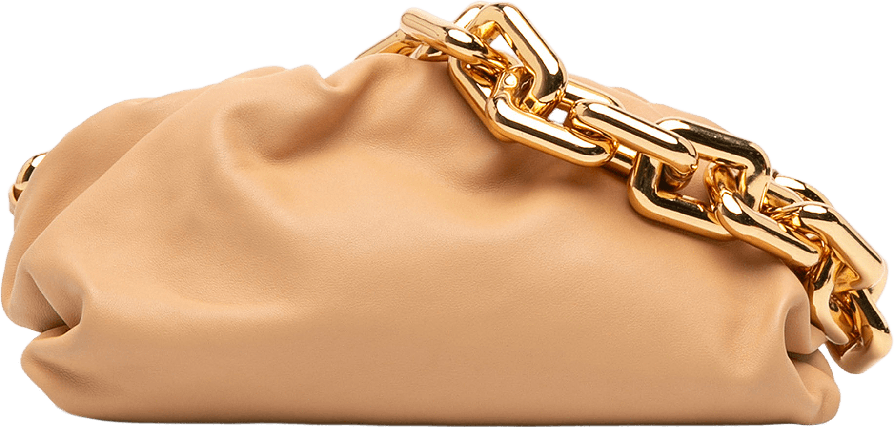 Bottega Veneta Small Lambskin Chain Pouch, från Luxclusif, i färgen beige.