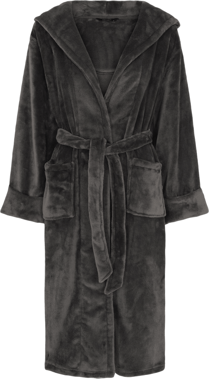 Lång Morgonrock Med Huva | 100% Polyester | Brun