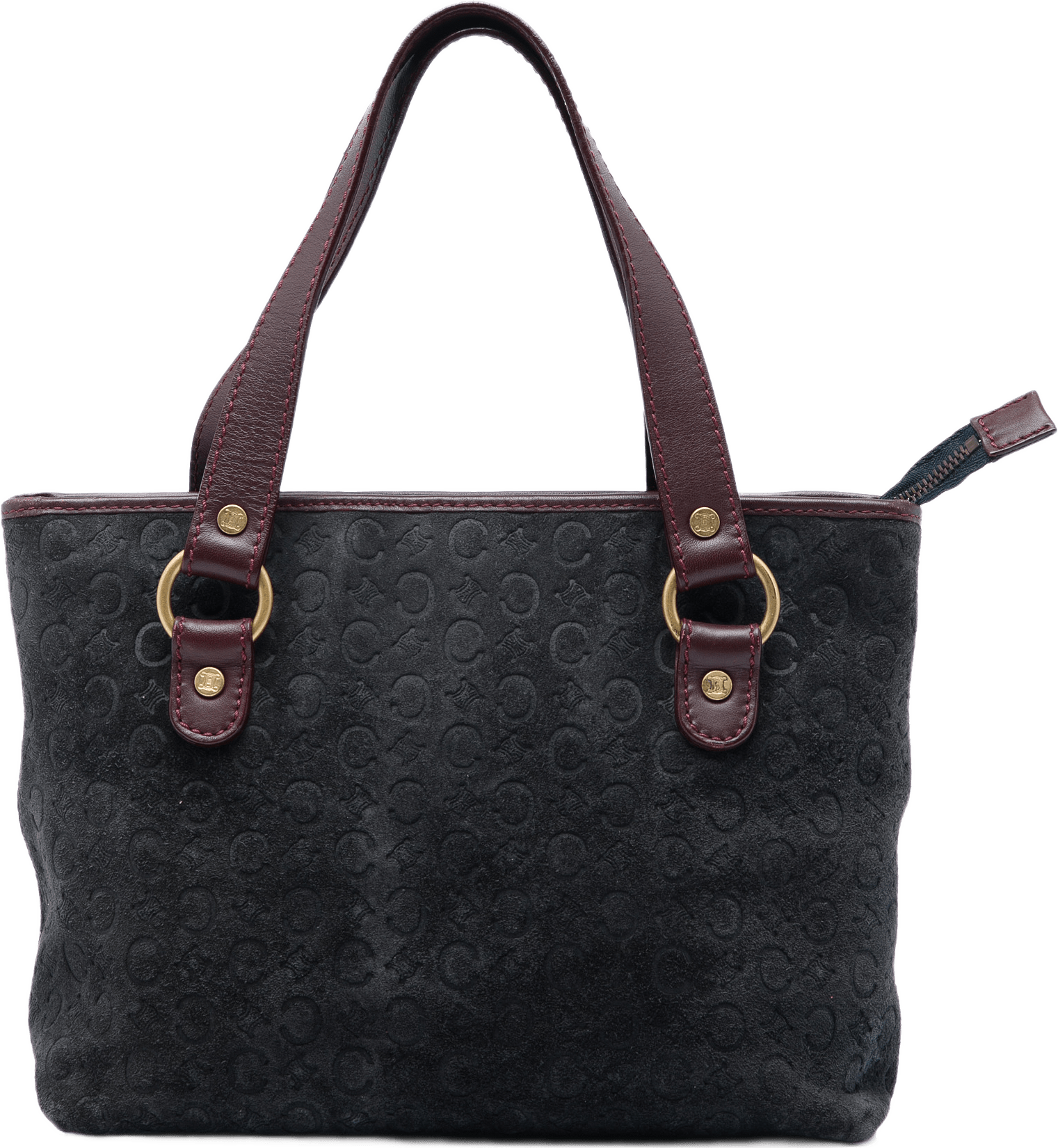 Celine C Macadam Suede Handbag, från Luxclusif, i färgen grå.