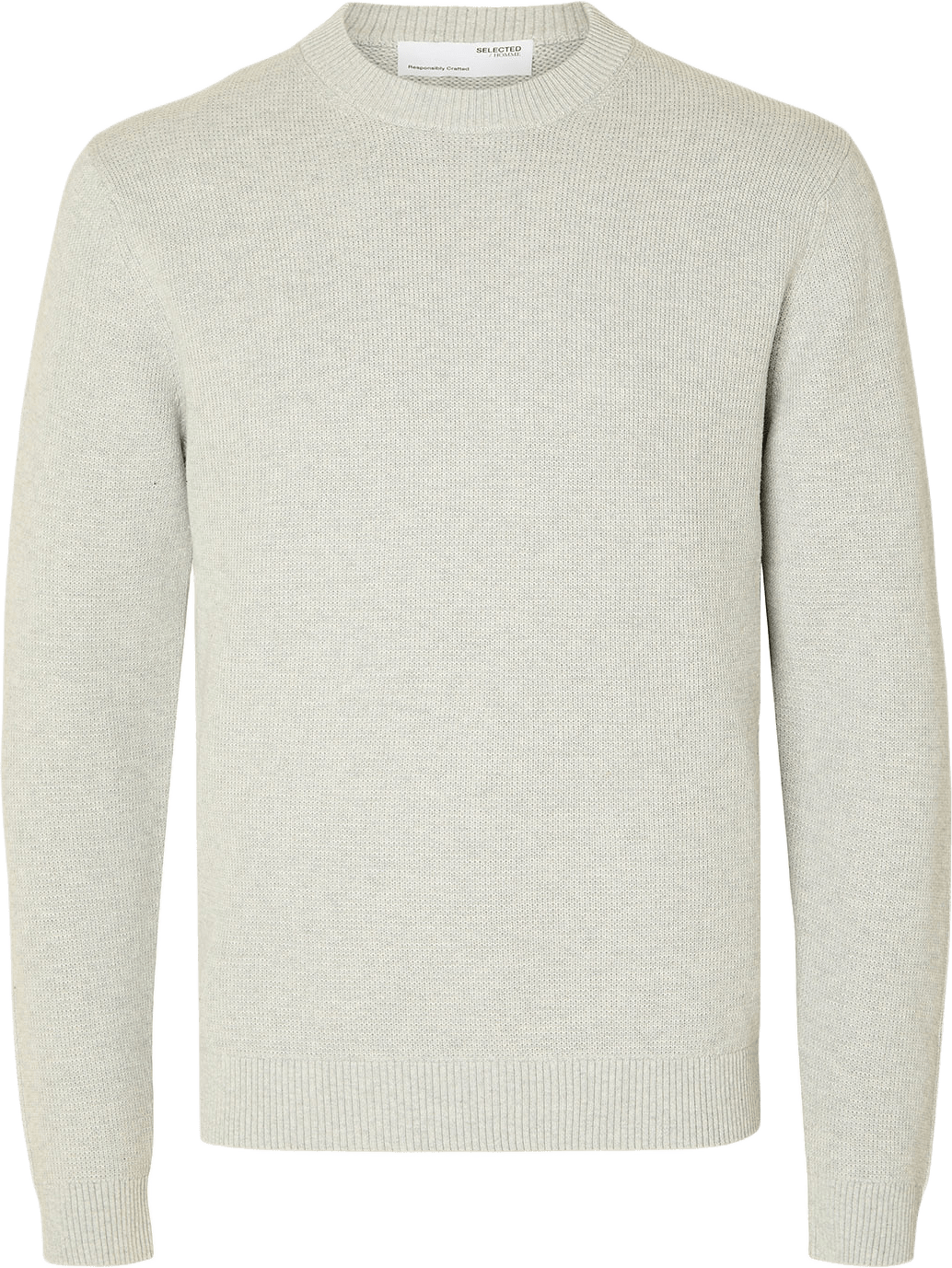 Stickad Tröja DANE, från Selected Homme, i färgen Light Grey Melange.